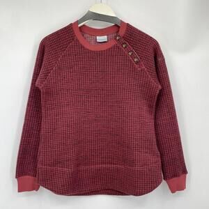 Women's Columbia Houndstooth Plaid Marsala Red Chllin Sweater Small